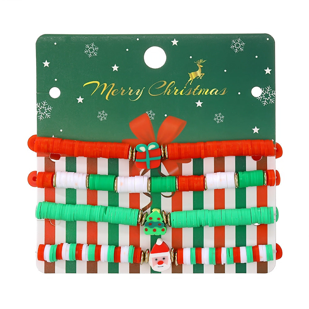 Wholesale Cartoon Oil Dripping Adjustable Christmas Elk Bell Bracelet